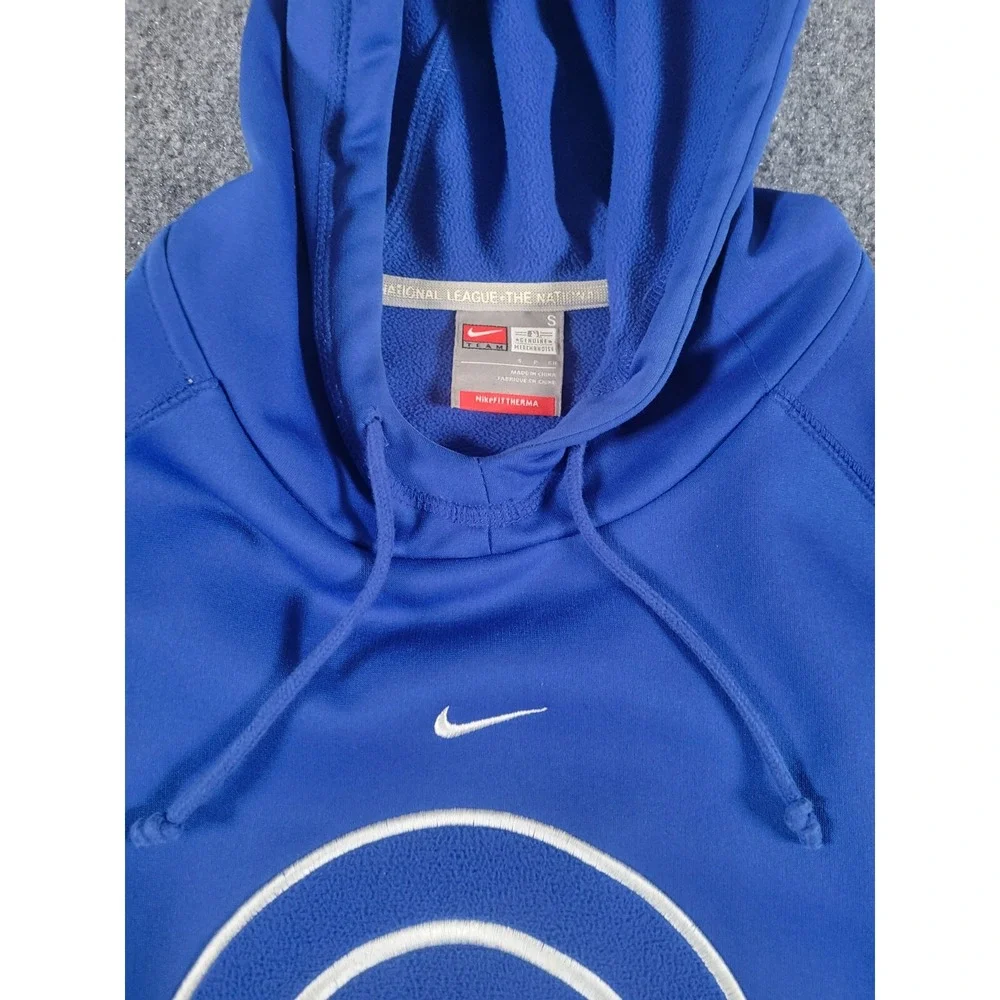 Vintage Chicago Cubs Hoodie Mens S Nike Team Fit Therma Blue Pullover Sweatshirt